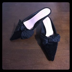 Black suede Slip on 1 1/2 inch mules